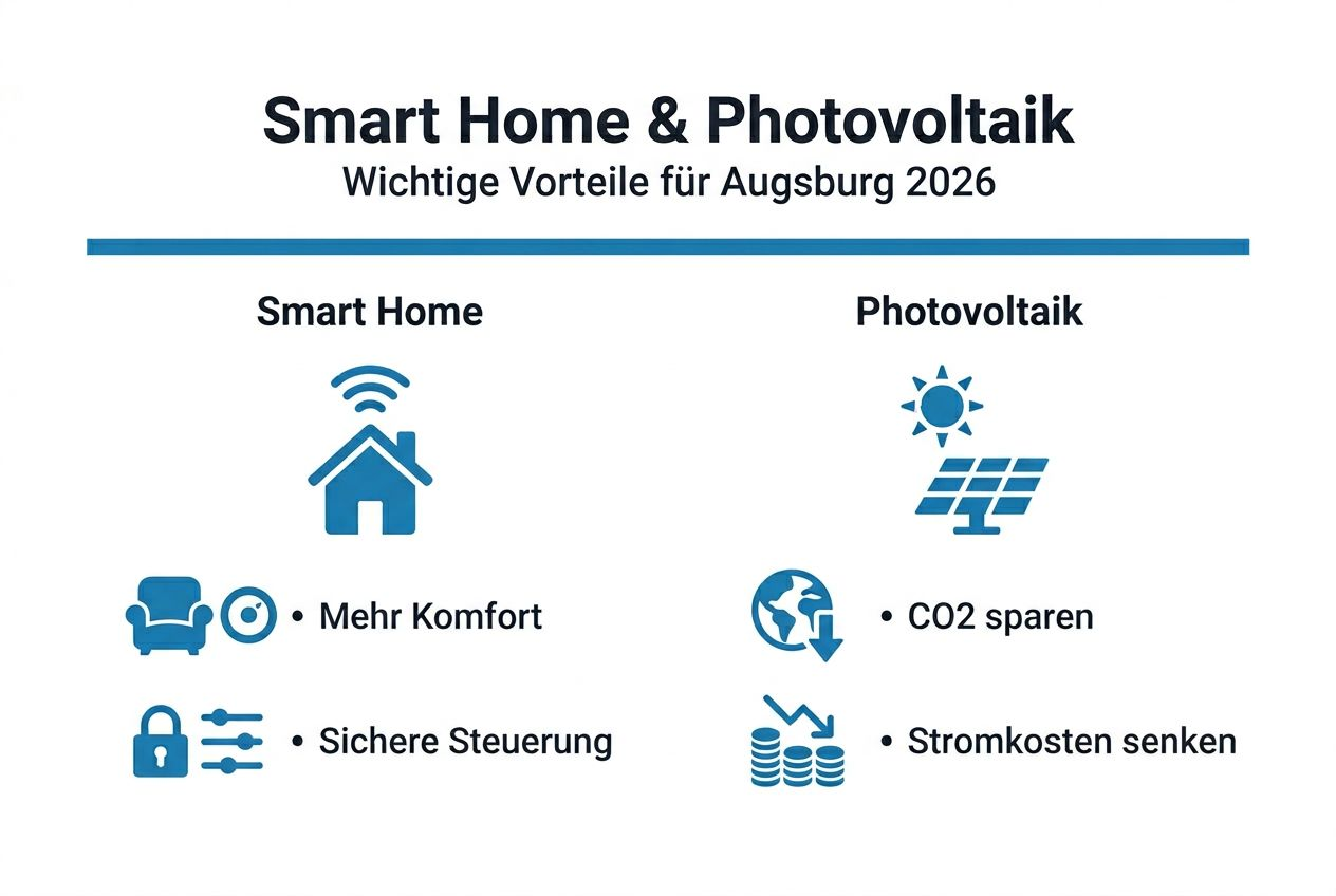 Infografik: Die wichtigsten Vorteile von Smart Home und Photovoltaik auf einen Blick