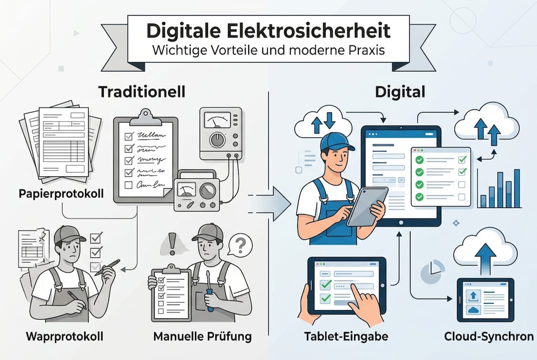 Übersicht: So funktioniert der digitale Workflow für Elektrosicherheit