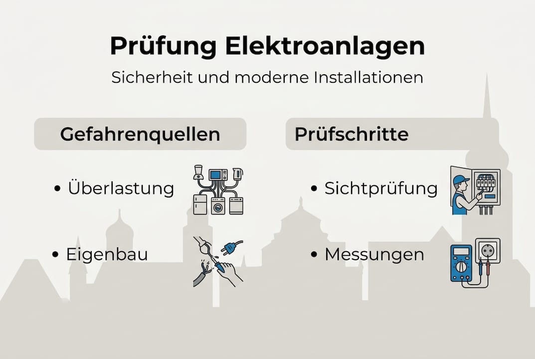 Elektroanlagen prüfen: Checkliste für Sicherheit Augsburg 1 Infografik: Alles Wichtige zur Prüfung von Elektroanlagen auf einen Blick