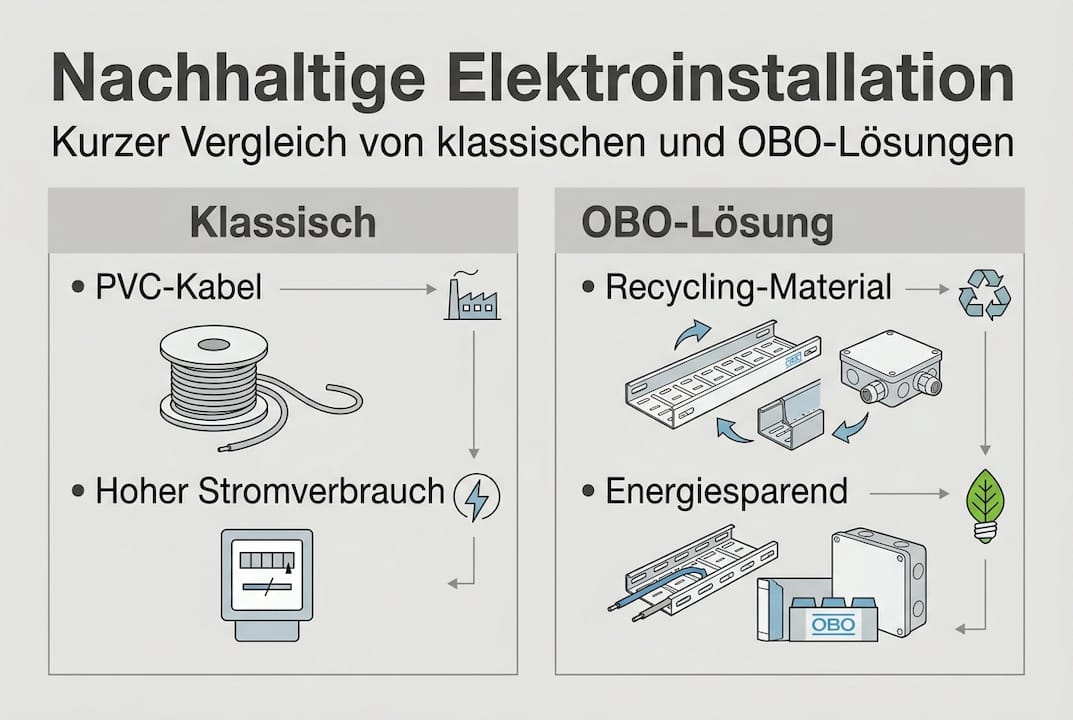 OBO Elektro: Moderne Lösungen für Haus und Betrieb 2 Nachhaltige Elektroinstallationen im Vergleich – OBO Infografik auf einen Blick
