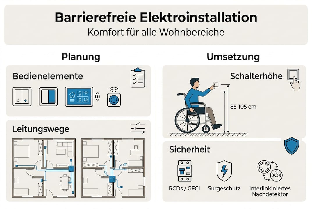 Barrierefreie Elektroinstallation: Guide für mehr Komfort 1 Schritt-für-Schritt-Infografik: So gelingt die barrierefreie Elektroinstallation