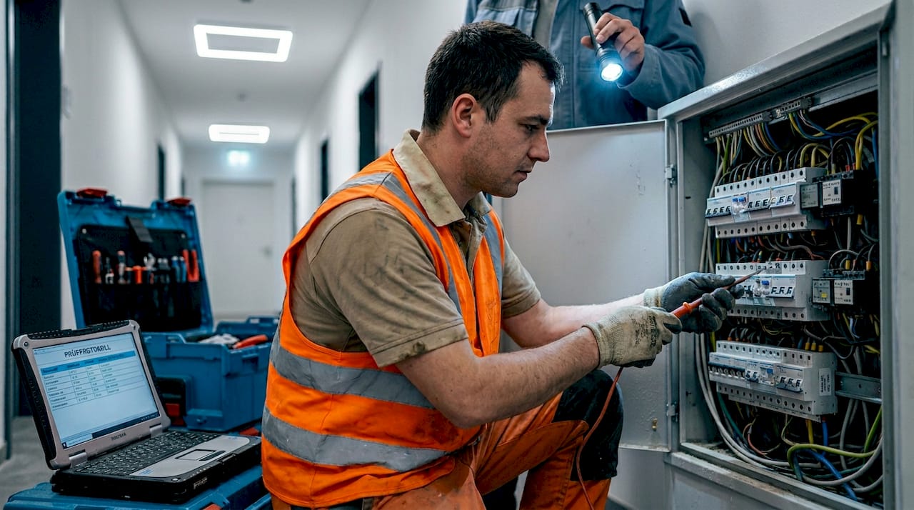 Elektroniker für Energie- und Gebäudetechnik: Aufgaben und Vorteile 1 Bei einer Störung wirft der Elektroniker einen Blick in den Verteilerkasten, um die Ursache zu finden.