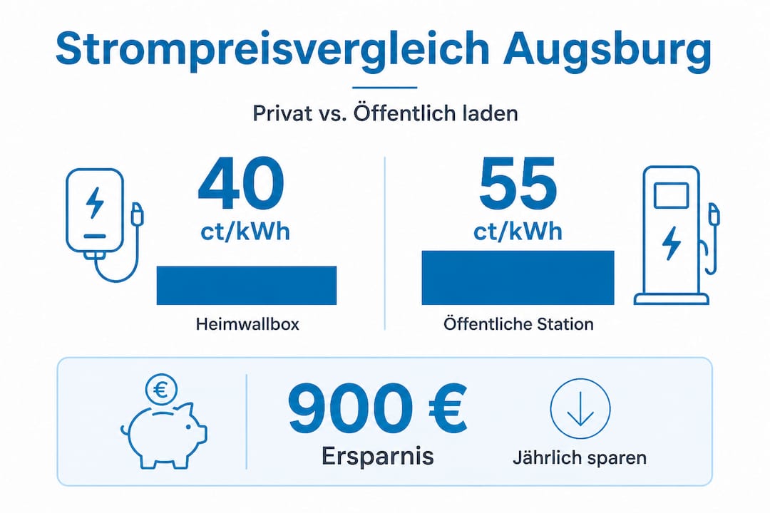 Ladeinfrastruktur für Elektromobilität in Augsburg einrichten 2 Grafik: Gegenüberstellung der Kosten für das Laden zu Hause und an öffentlichen Ladestationen