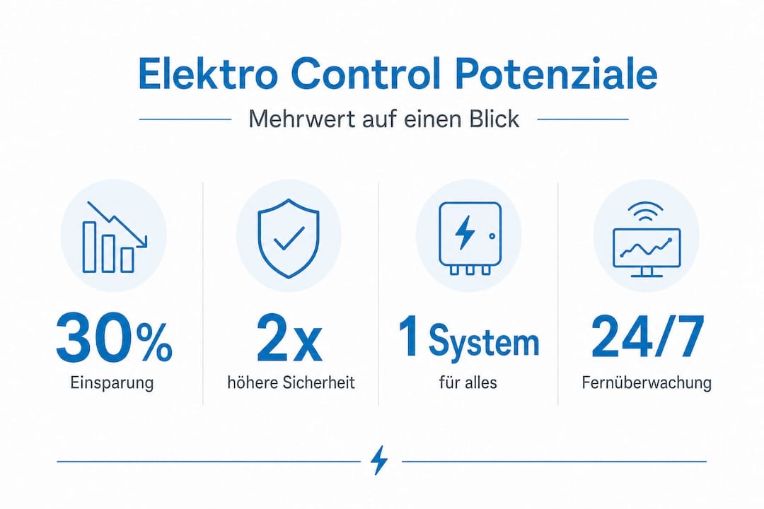 Elektro Control: Sicherheit, Effizienz und Smart Home Lösungen 2 Übersichtsgrafik: Die vier wichtigsten Vorteile von Elektro Control auf einen Blick