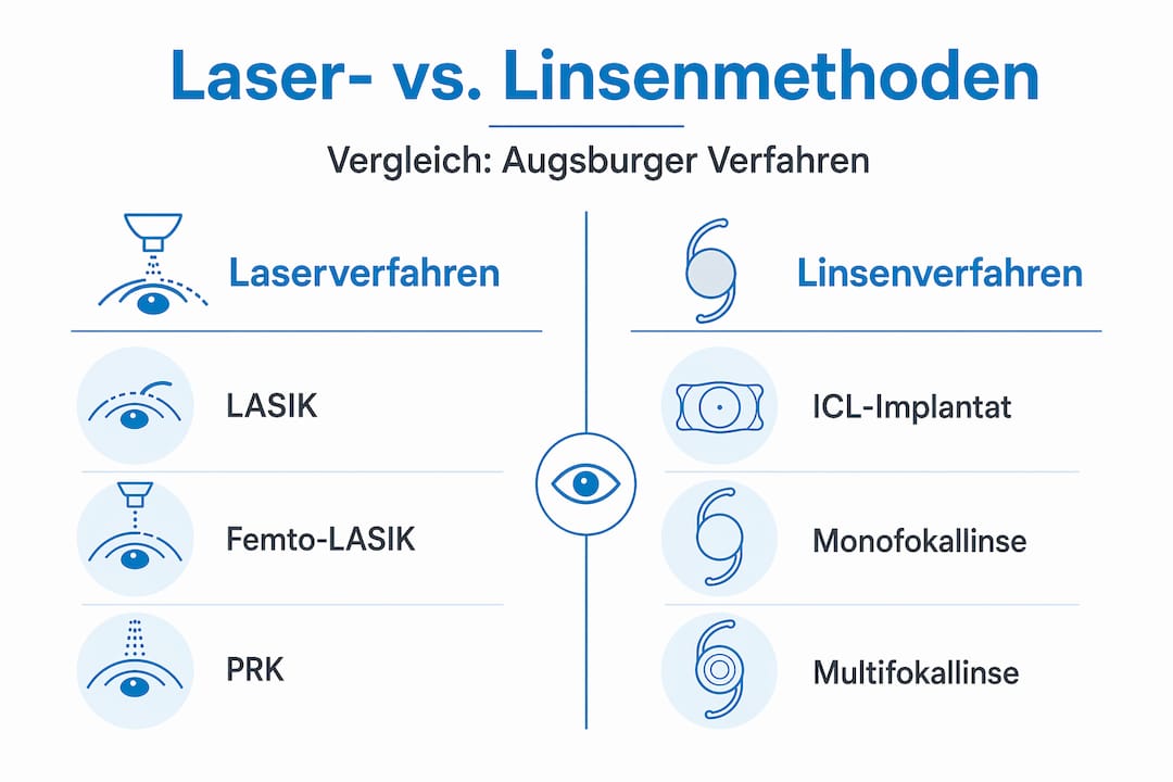 Grafische Übersicht zu Verfahren mit Laser und Linsen
