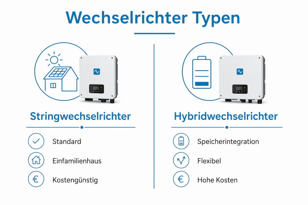 Übersichtsgrafik: Die verschiedenen Wechselrichtertypen im direkten Vergleich