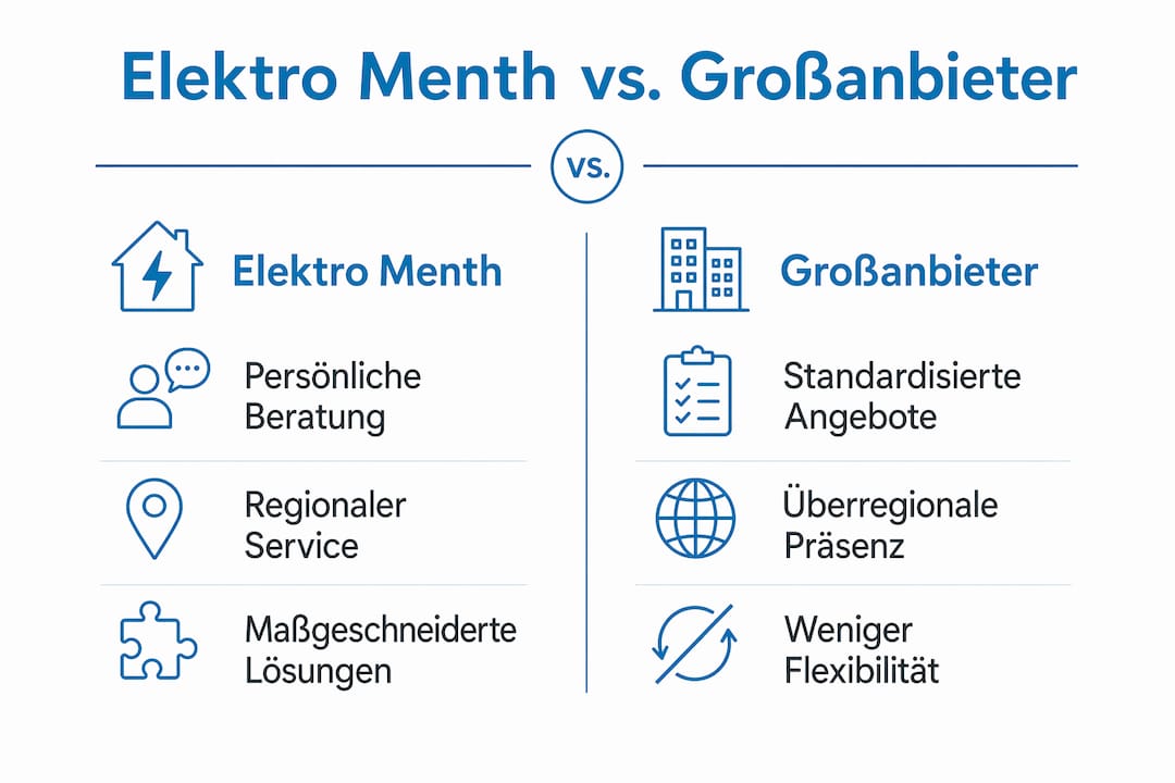 Infografik: Elektro Menth – Ihr Fachbetrieb im Vergleich zu großen Anbietern