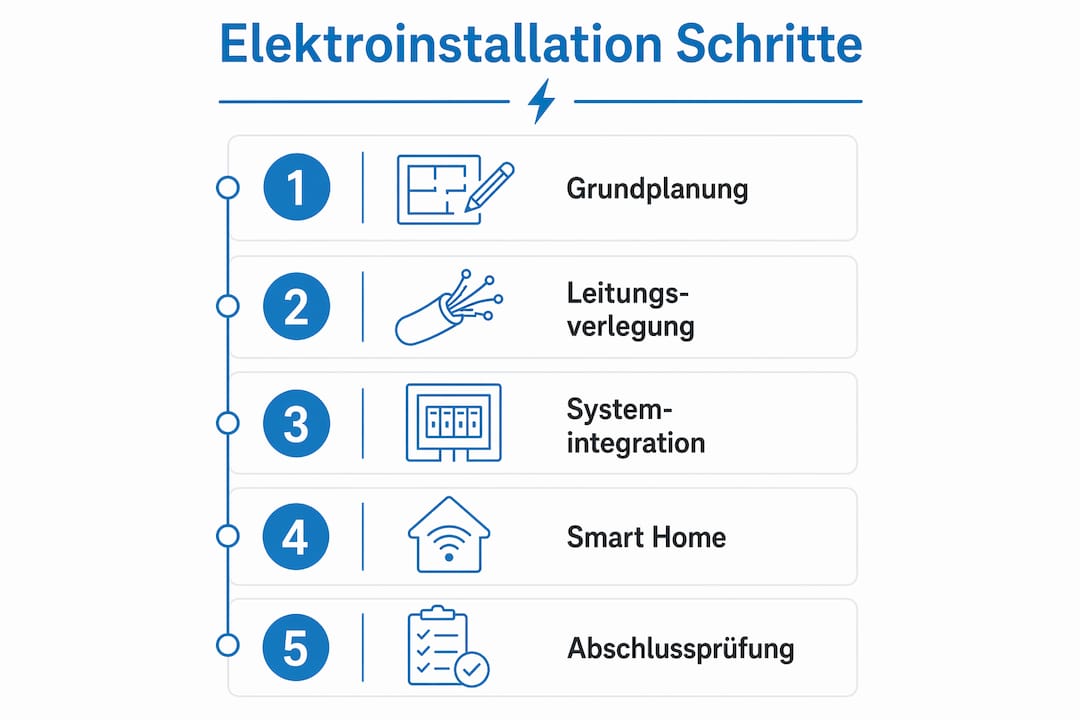 Schritt-für-Schritt-Anleitung: So läuft eine Elektroinstallation in Nordenham ab – anschaulich dargestellt in unserer Infografik.