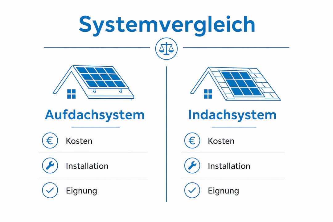 Infografik: Aufdach- vs. Indach-Photovoltaik – Ein Vergleich auf einen Blick