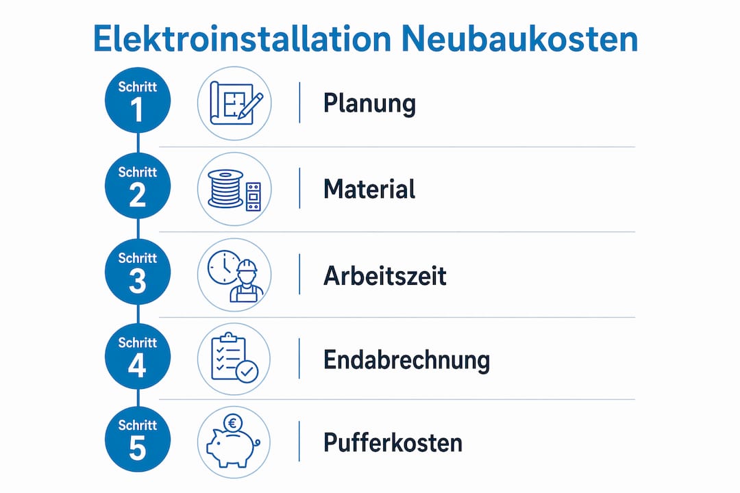 Übersichtsgrafik: So setzen sich die Kosten für eine Elektroinstallation Schritt für Schritt zusammen