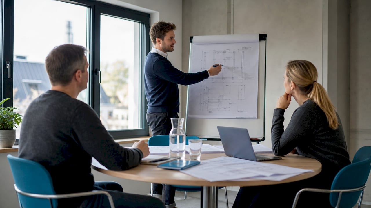 Hypdata Augsburg: Leitfaden für Bauherren und Investoren 1 Das Team bespricht die Planung und Finanzierung des Bauvorhabens.