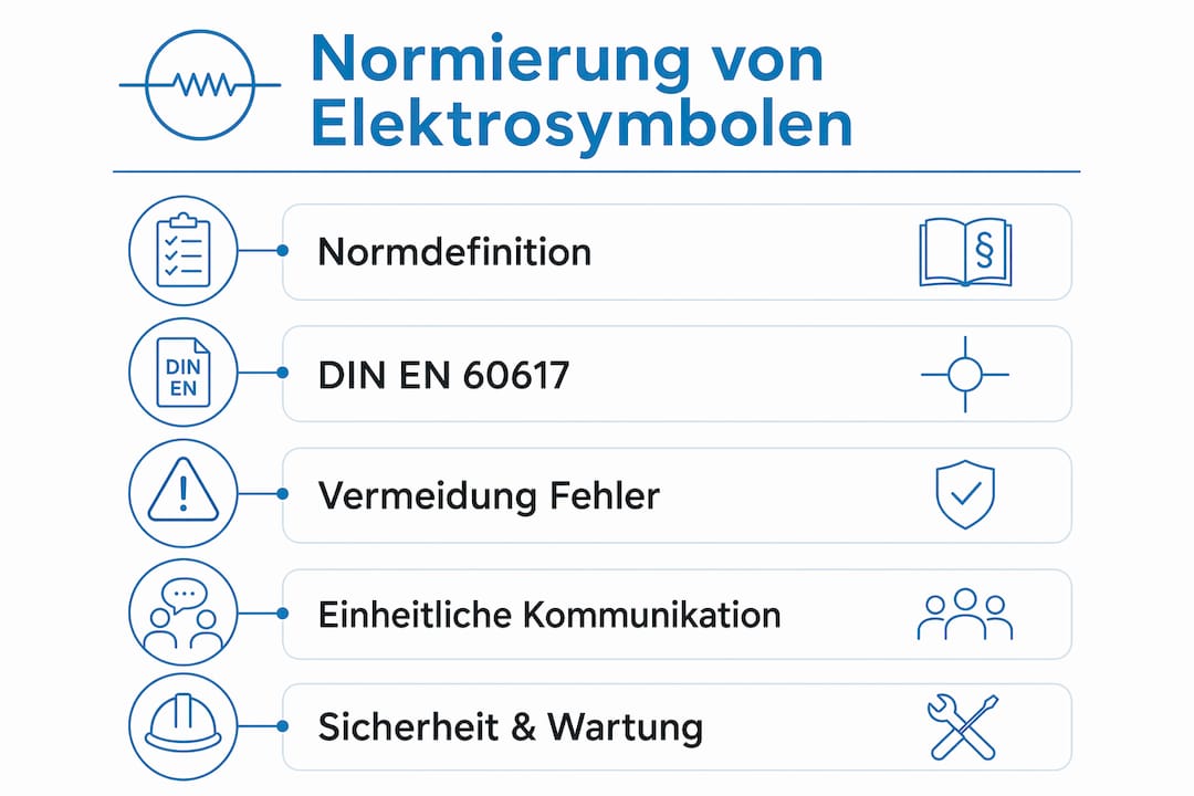 Übersichtsgrafik: Einheitliche Symbole in der Elektrotechnik und ihre Bedeutung