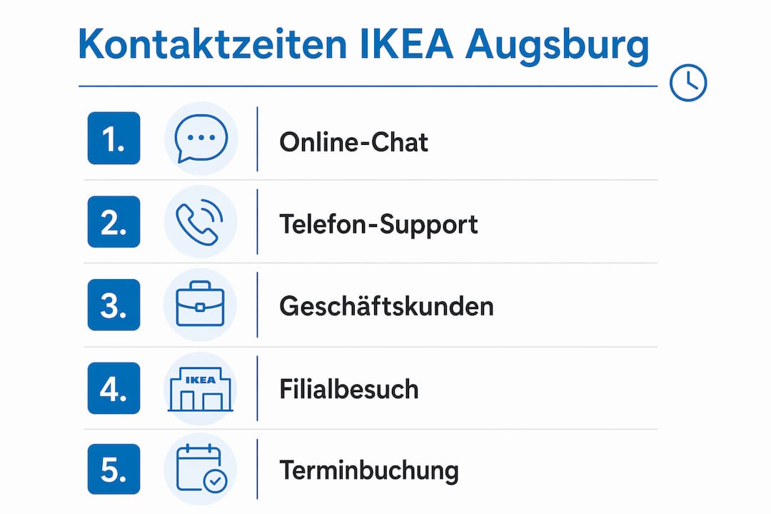 Übersicht der Kontaktzeiten und Serviceleistungen im IKEA Einrichtungshaus Augsburg