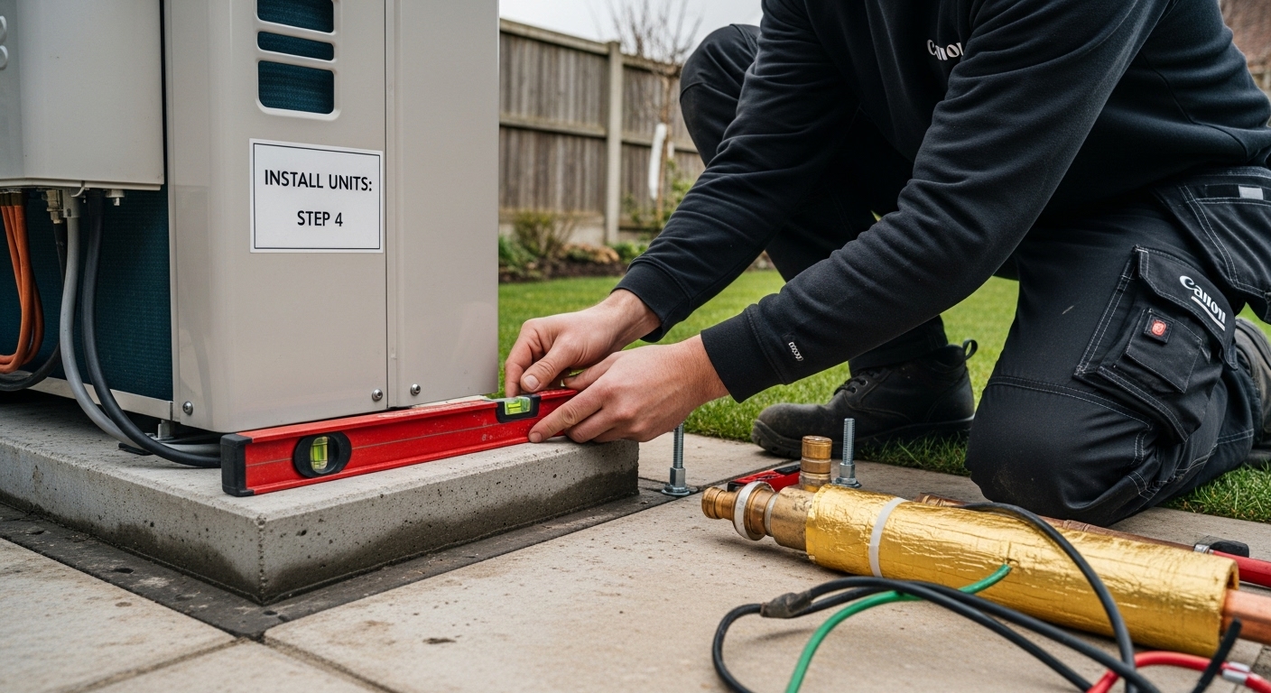 outdoor heat pump install