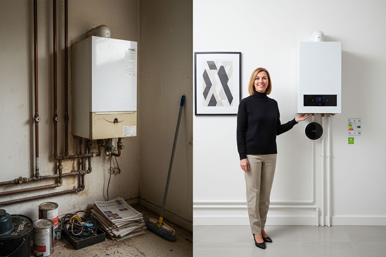 old vs modern boiler