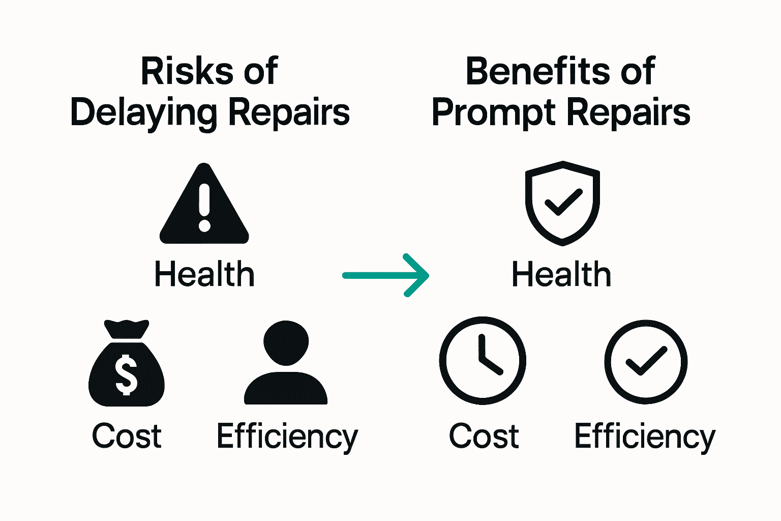Infographic comparing risks and benefits of emergency boiler repairs
