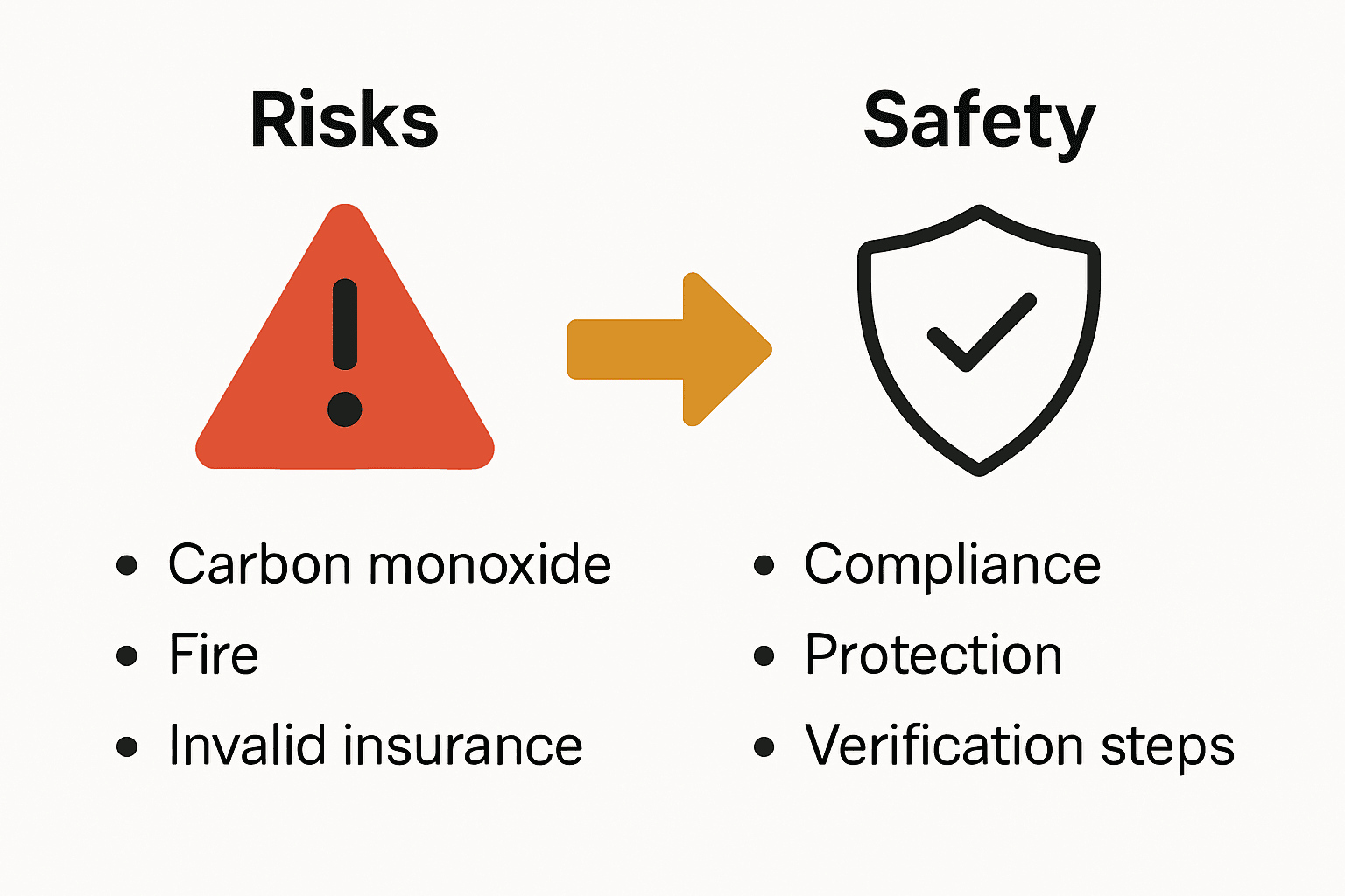 Infographic comparing risks of unsafe gas work vs. benefits of Gas Safe Engineers