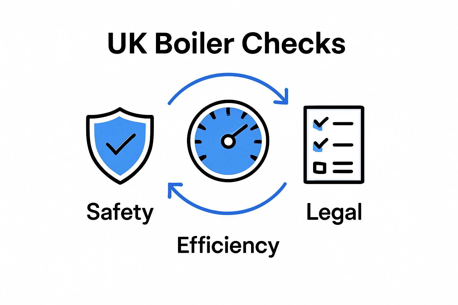 Infographic with safety, efficiency, legal icons