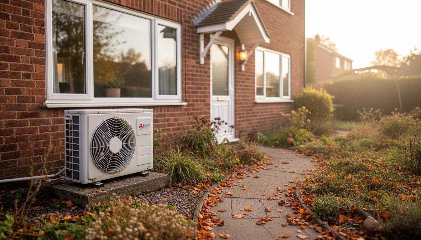 UK house with air source heat pump installed