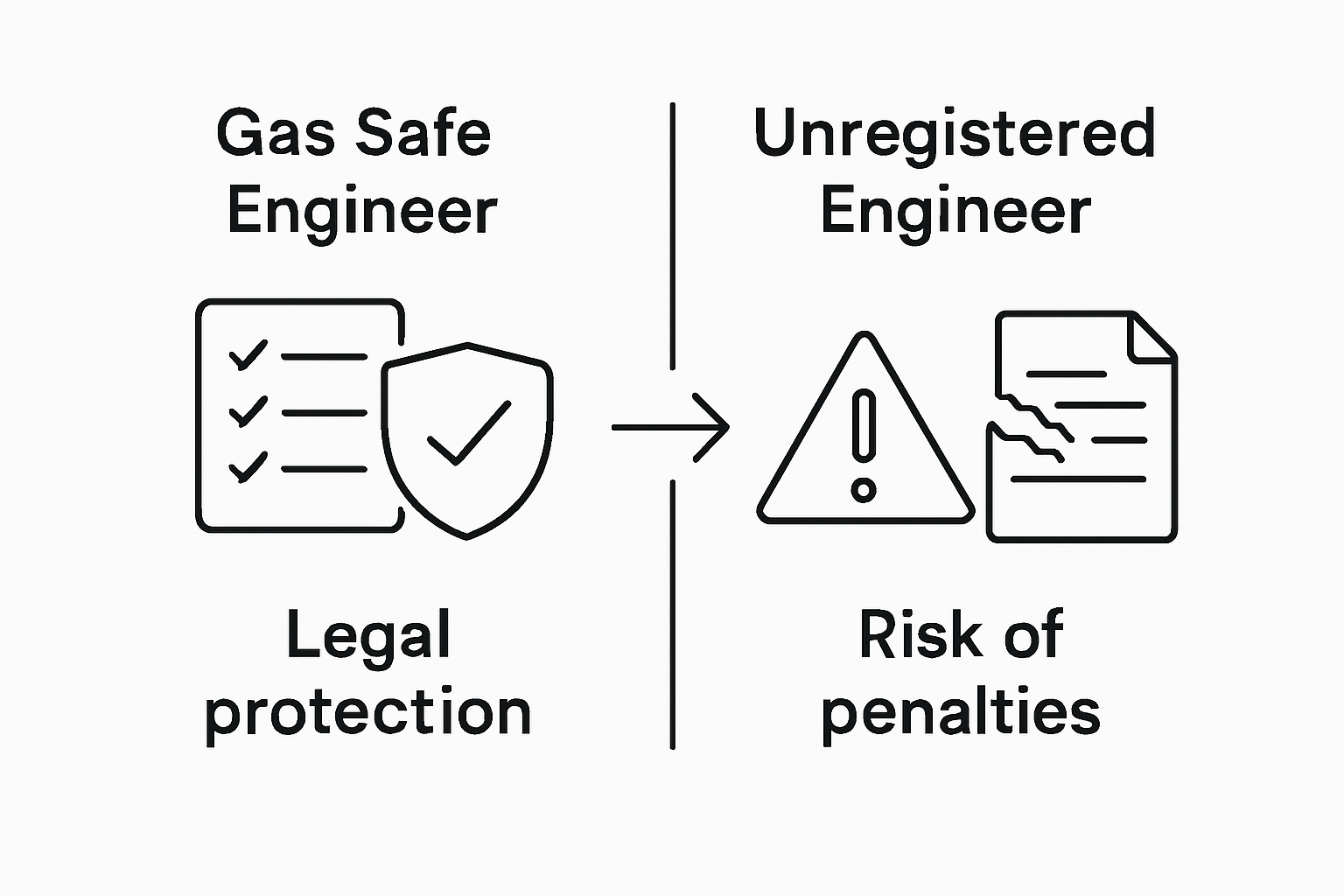 Infographic comparing Gas Safe and unregistered engineers