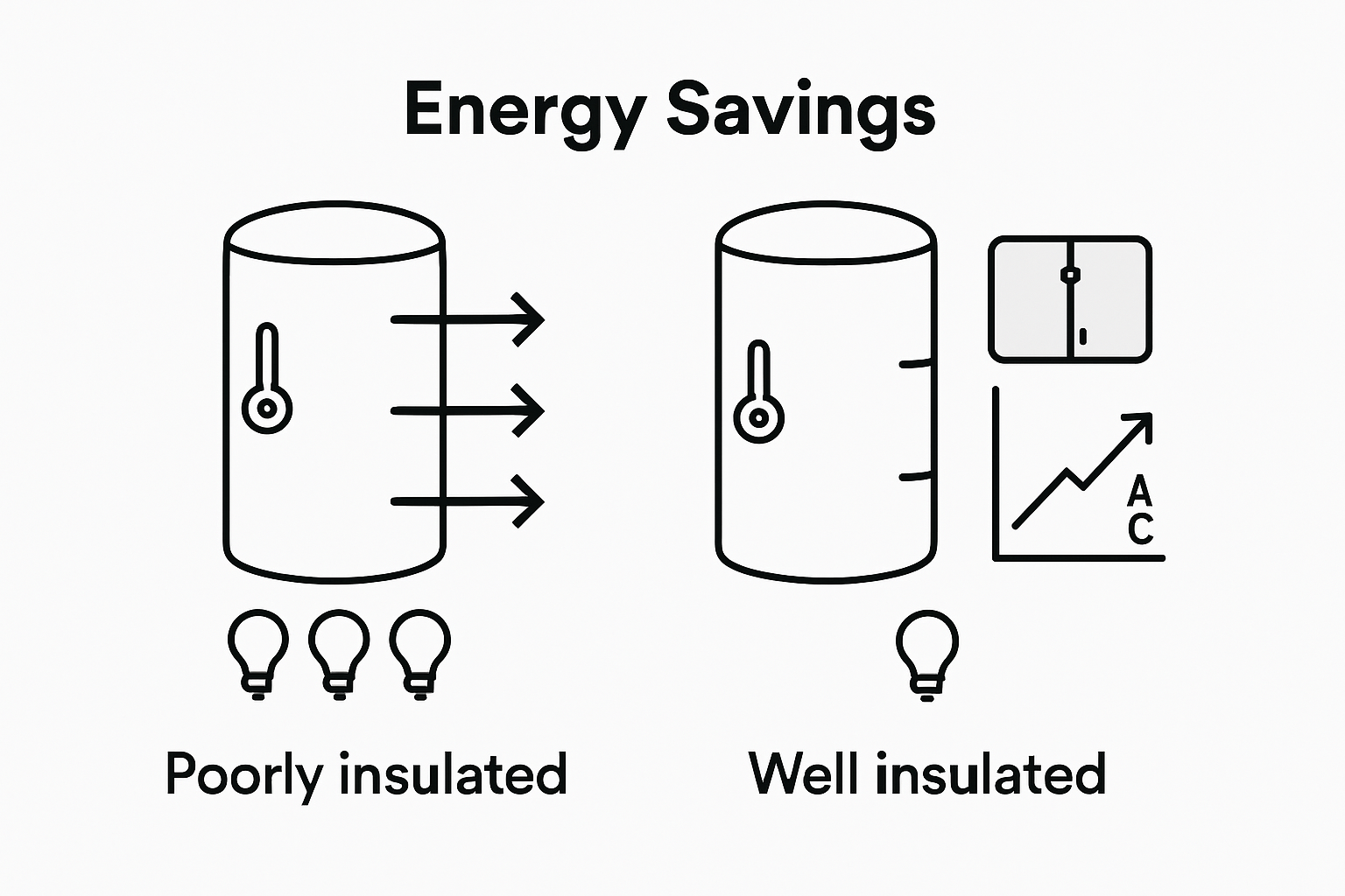 Infographic compares cylinder insulation and efficiency