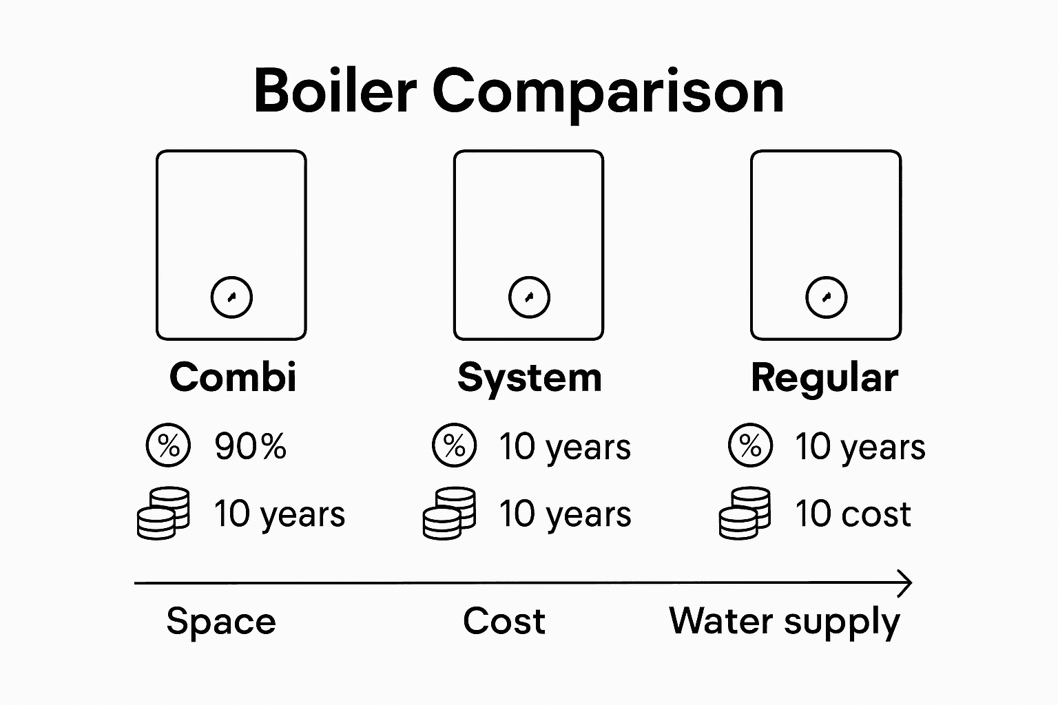 Boiler types efficiency and cost infographic