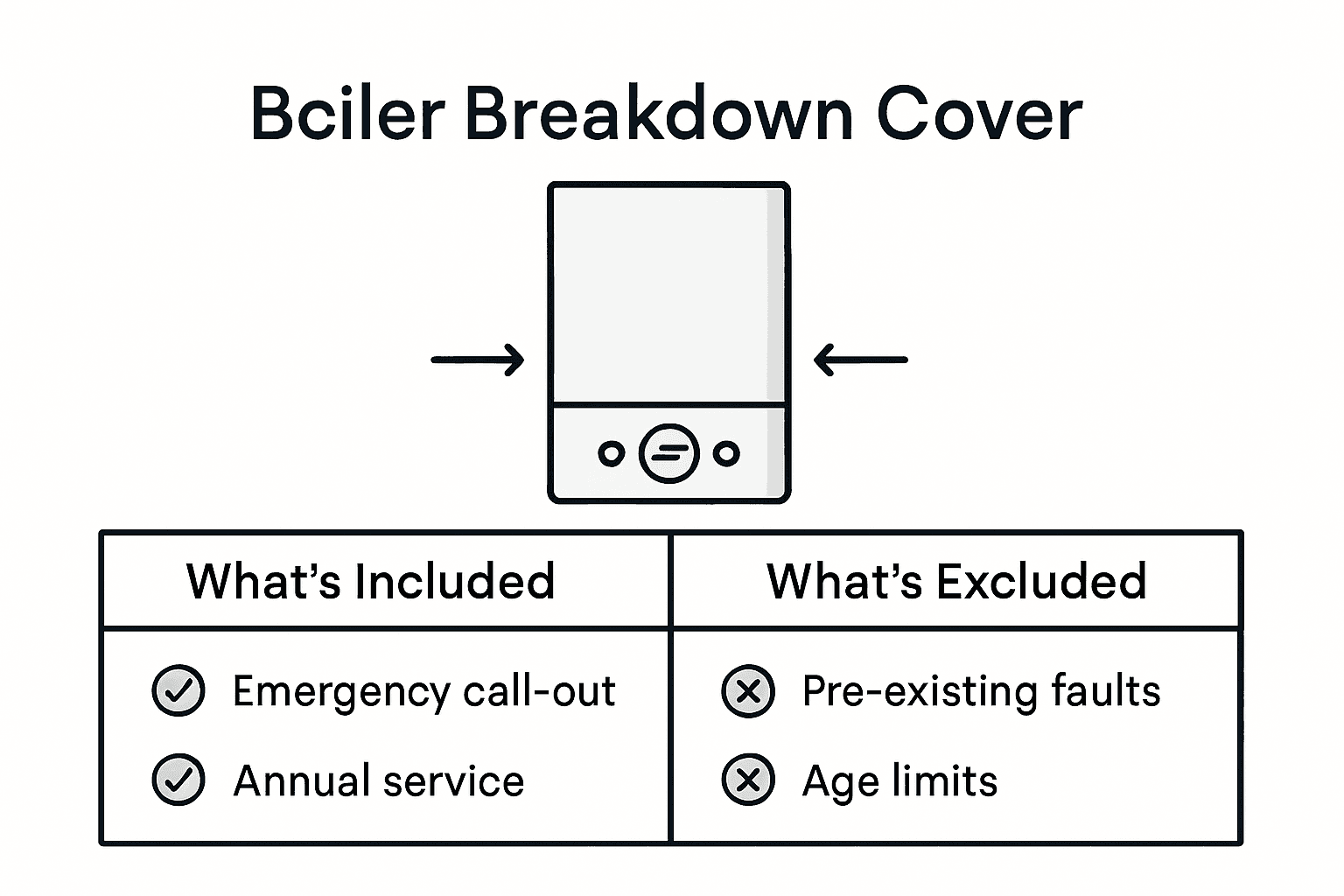 Infographic compares boiler cover features and exclusions