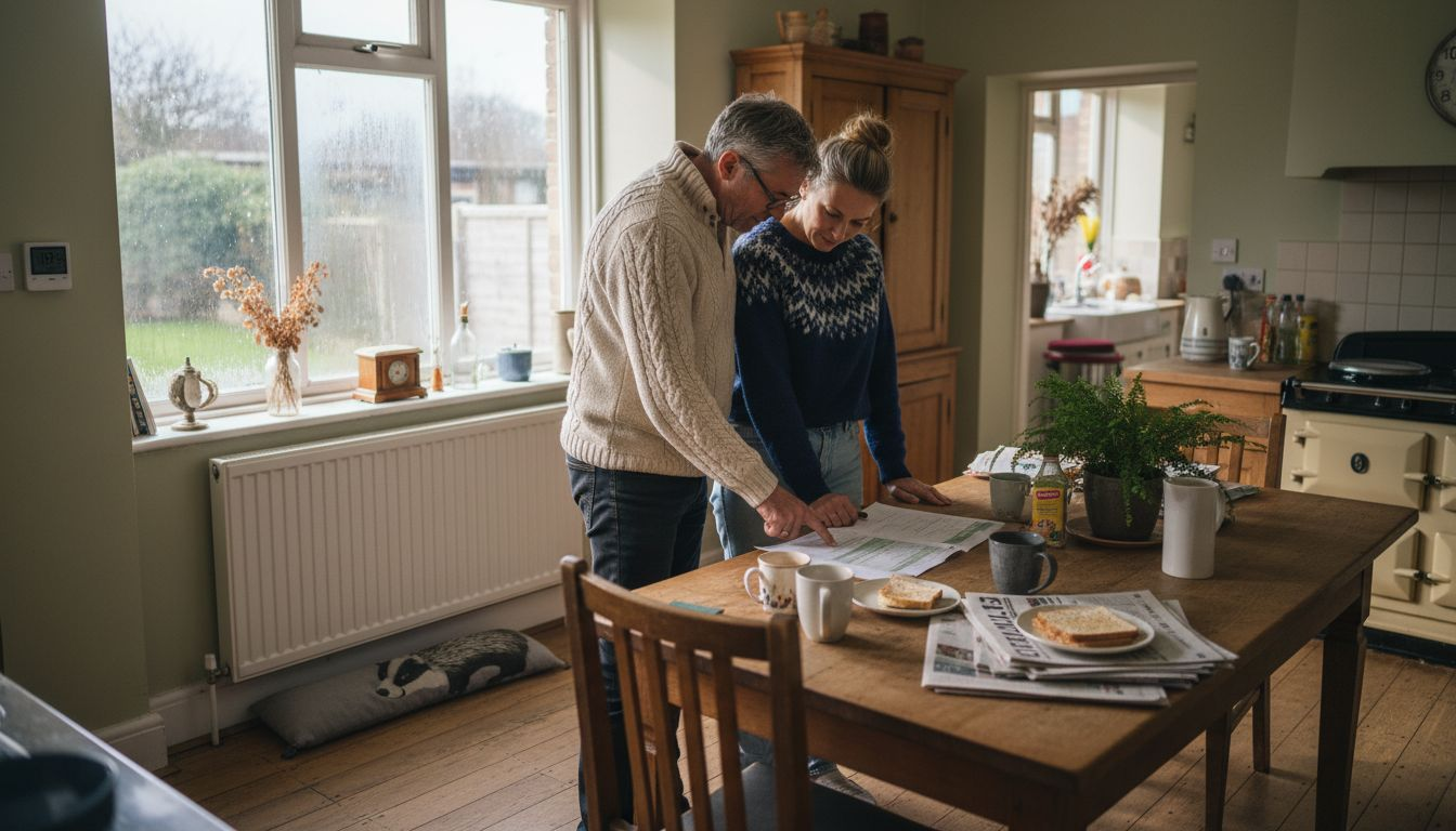 Couple reviewing heating options in Hampshire home