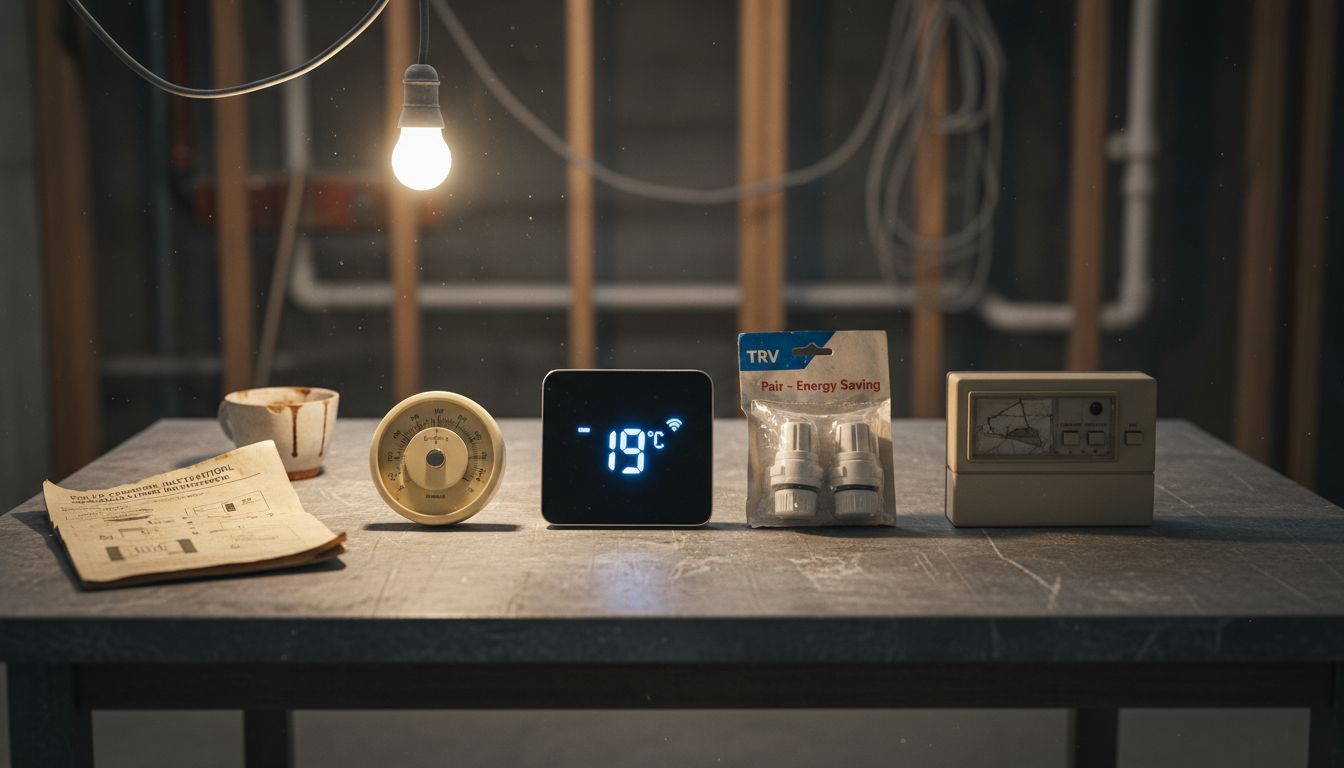 Variety of home boiler controls displayed