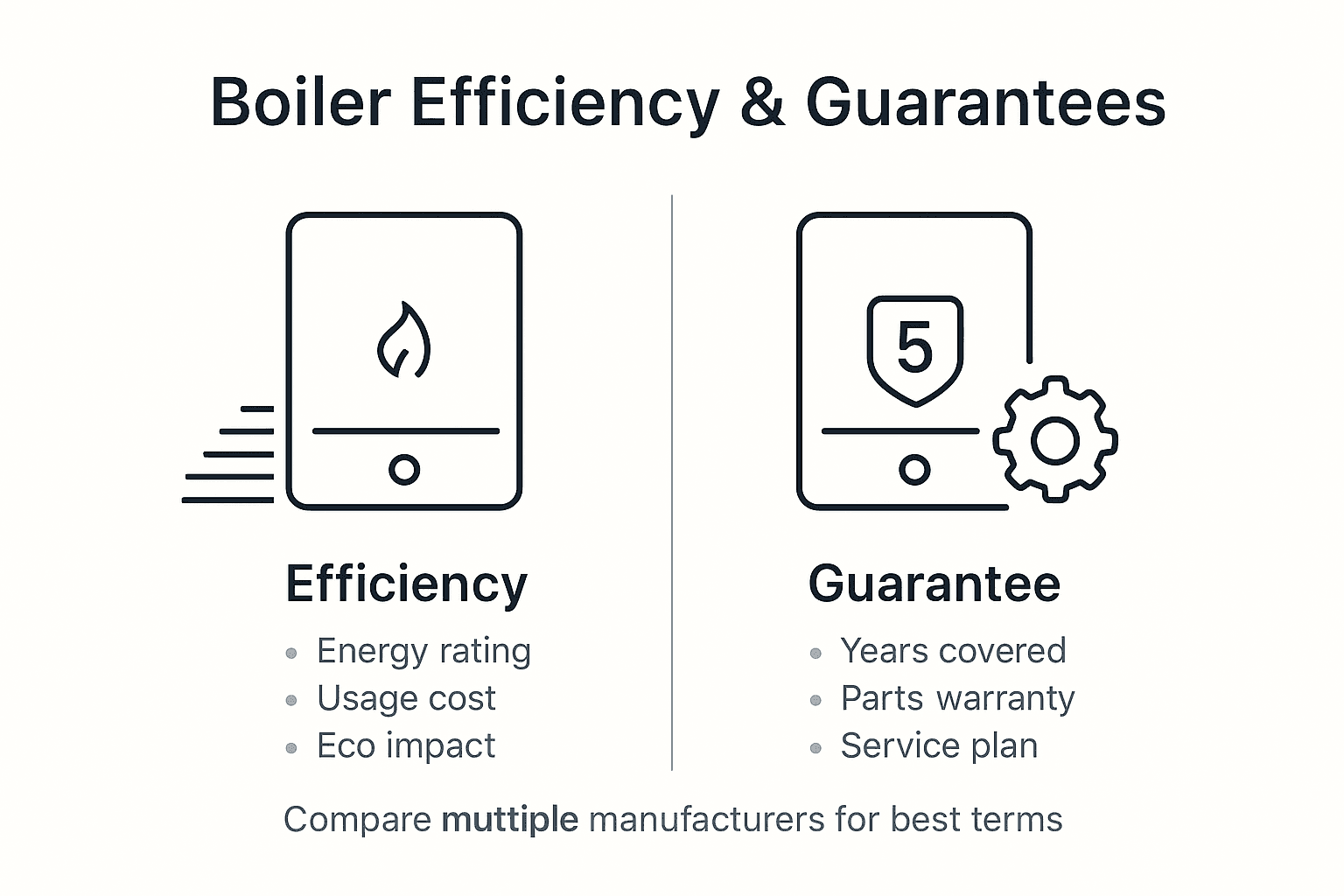 Infographic comparing boiler efficiency and guarantees