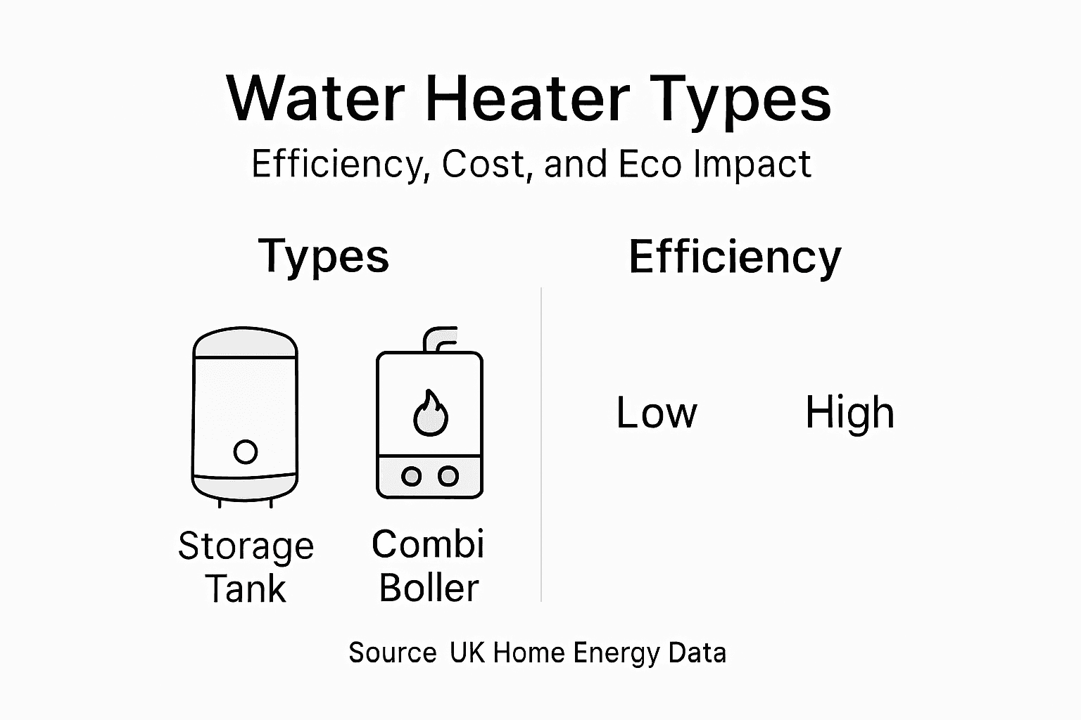 Infographic comparing water heater efficiency