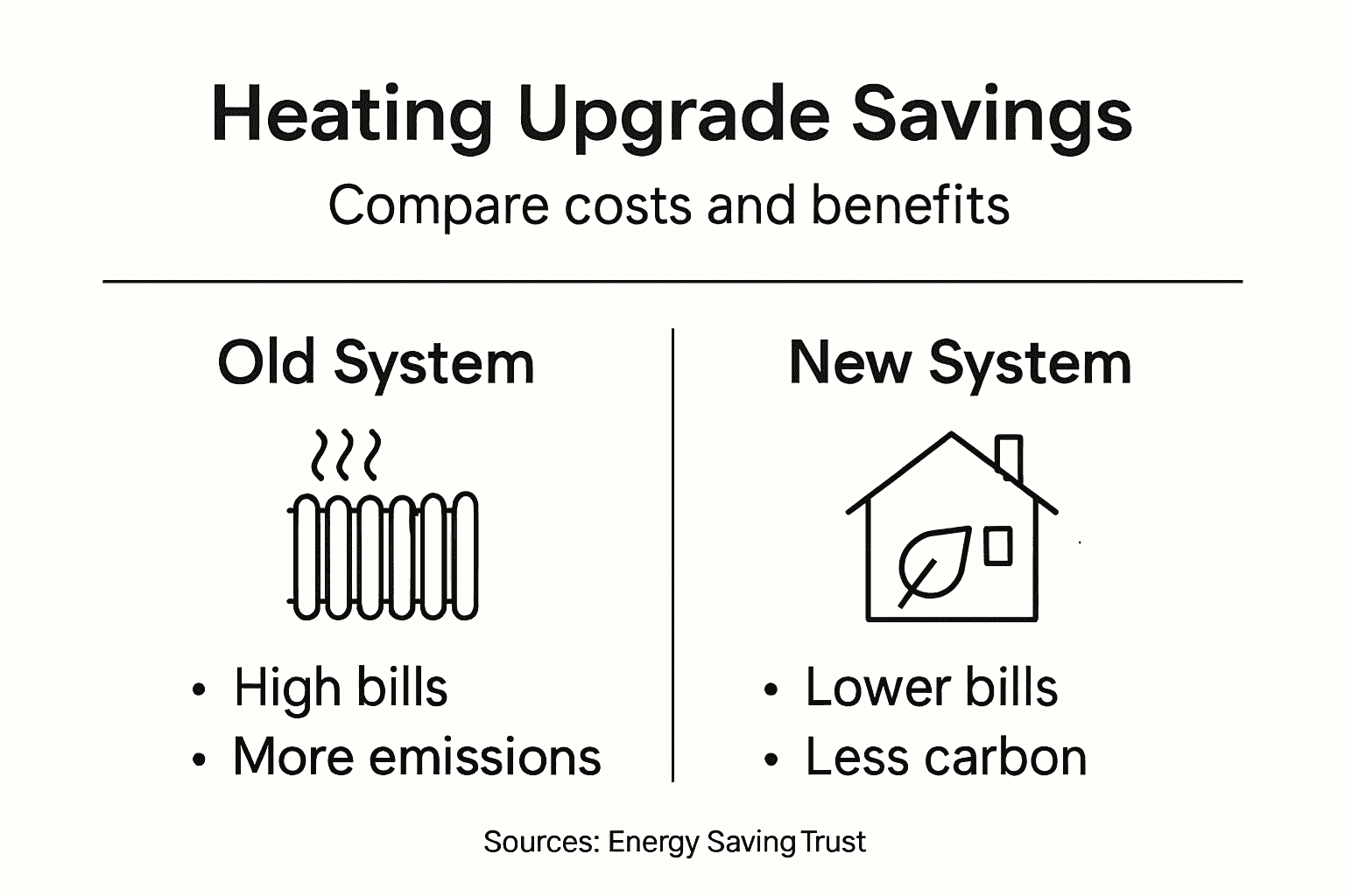 Infographic compares heating system costs and savings