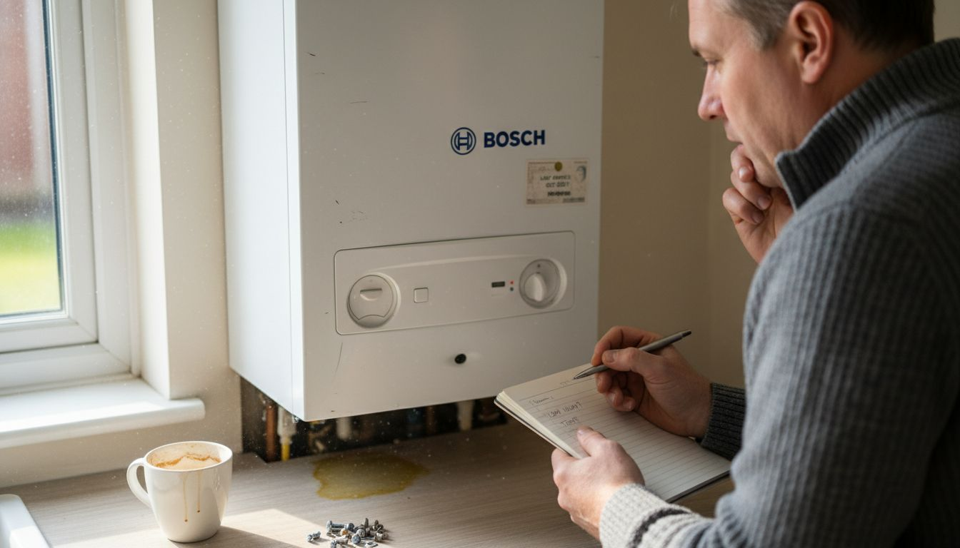 Homeowner recording boiler warning signs