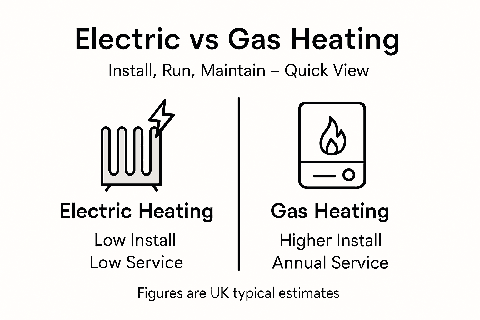 Infographic comparing electric and gas heating costs