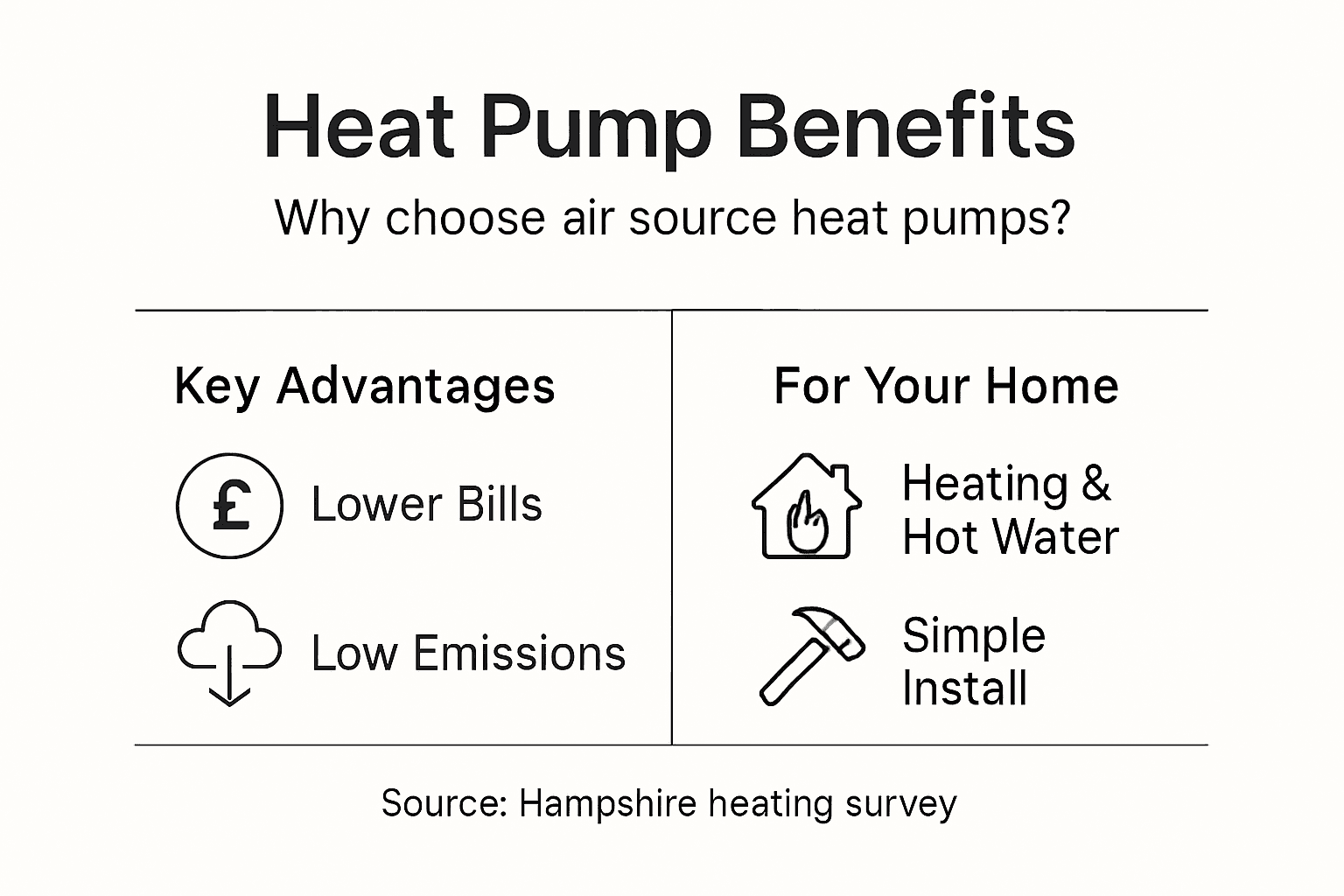 Infographic of air source heat pump benefits
