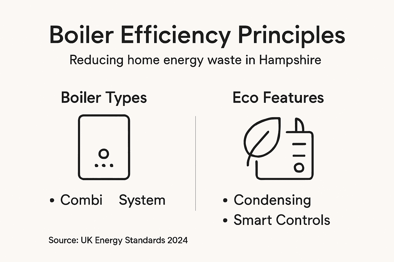 Infographic showing boiler types and eco features