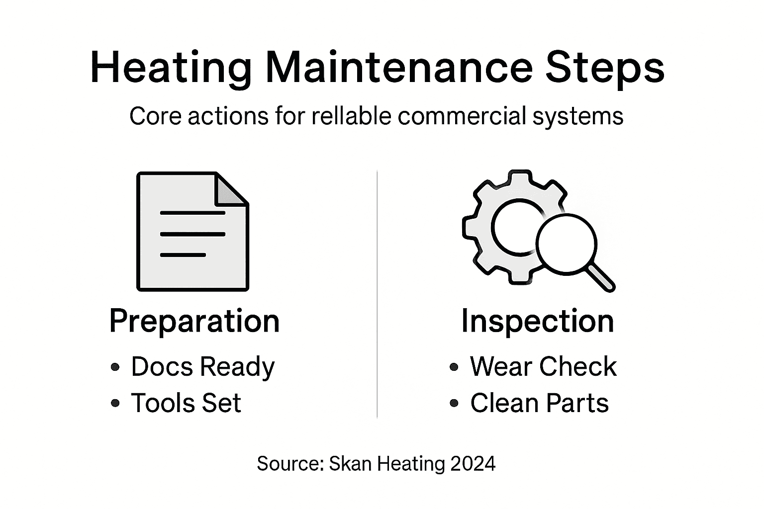 Infographic listing steps for heating maintenance