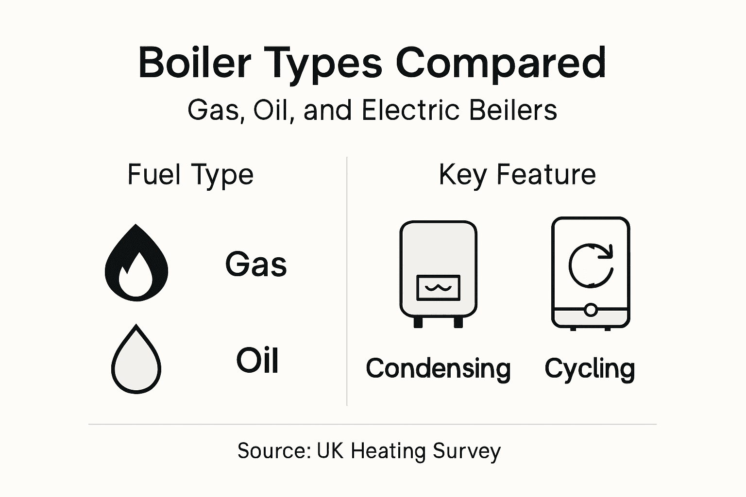 Infographic comparing gas oil electric boilers