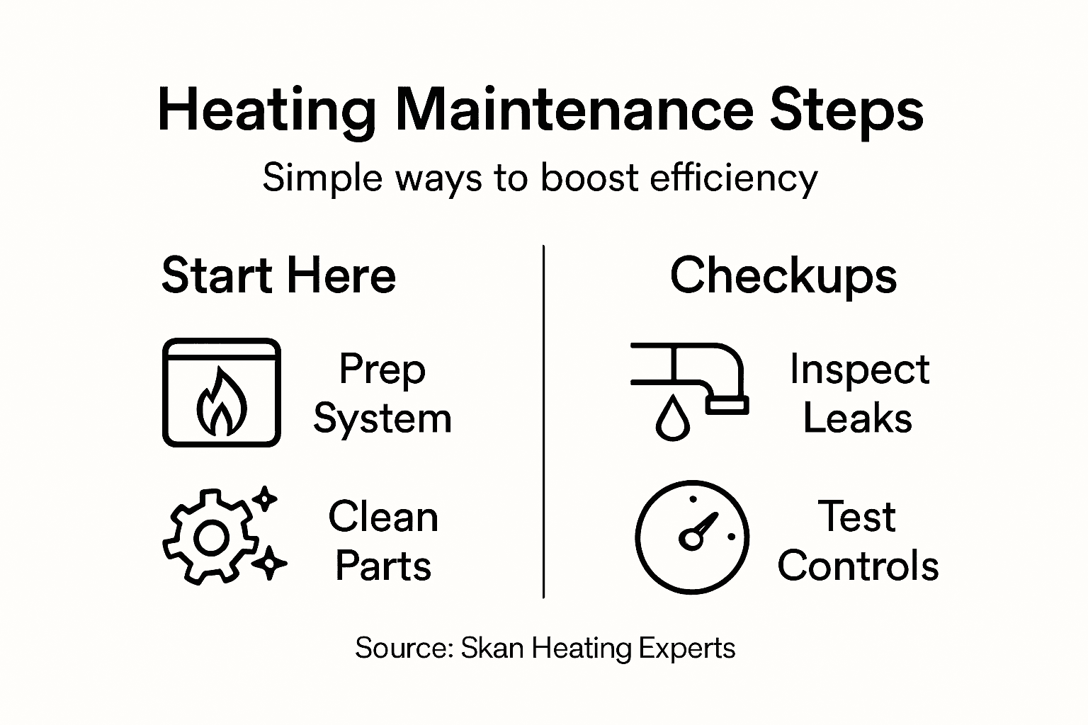 Infographic outlining heating maintenance steps