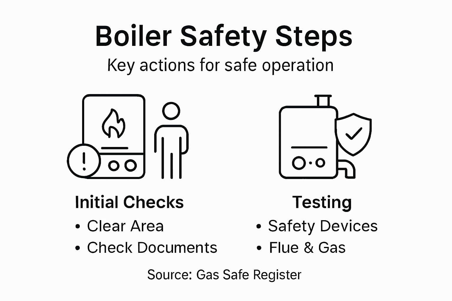 Infographic with boiler safety steps and categories