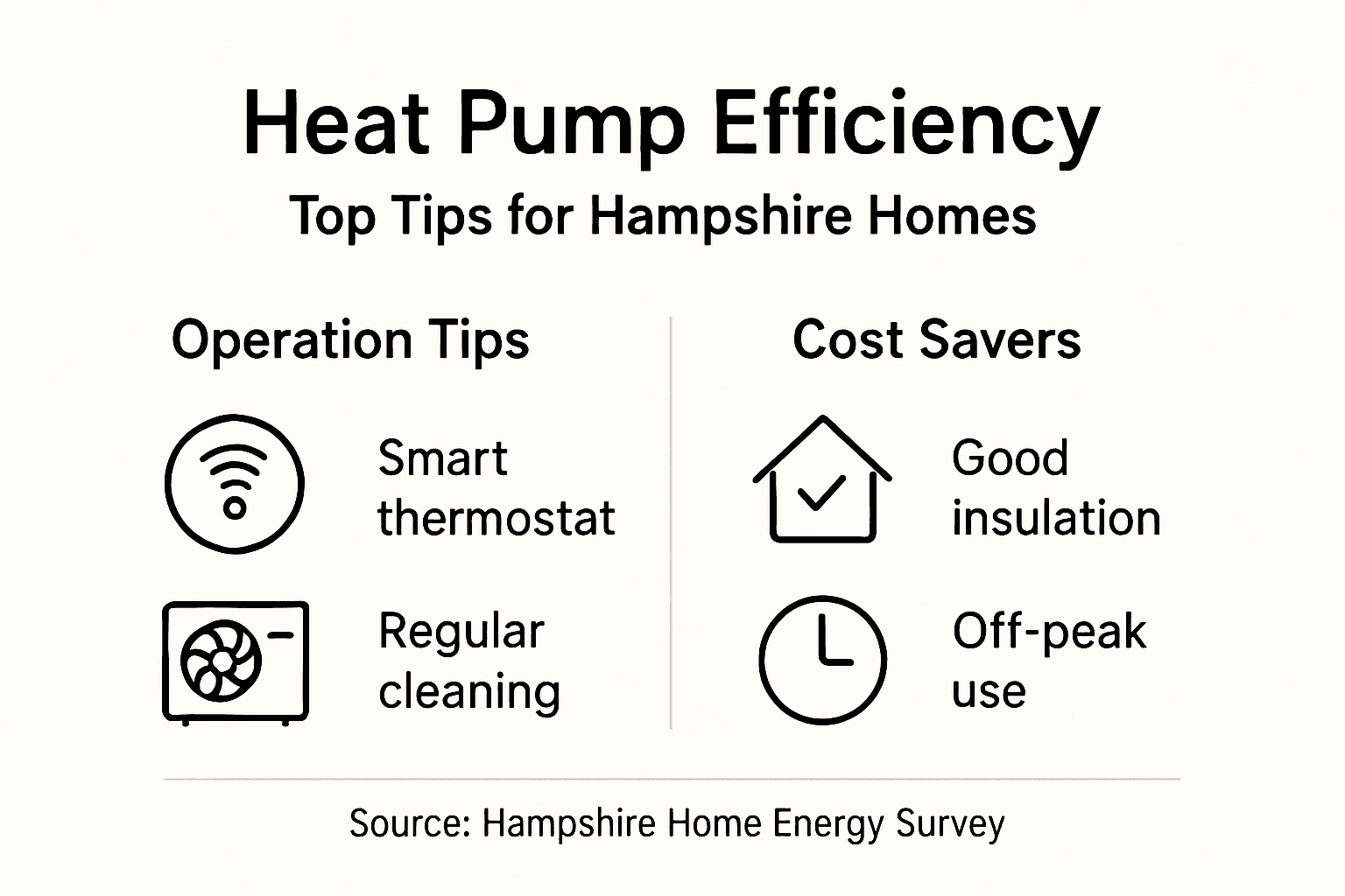 Infographic with heat pump efficiency tips
