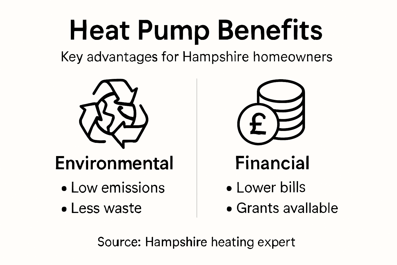 Infographic showing heat pump environmental and cost benefits