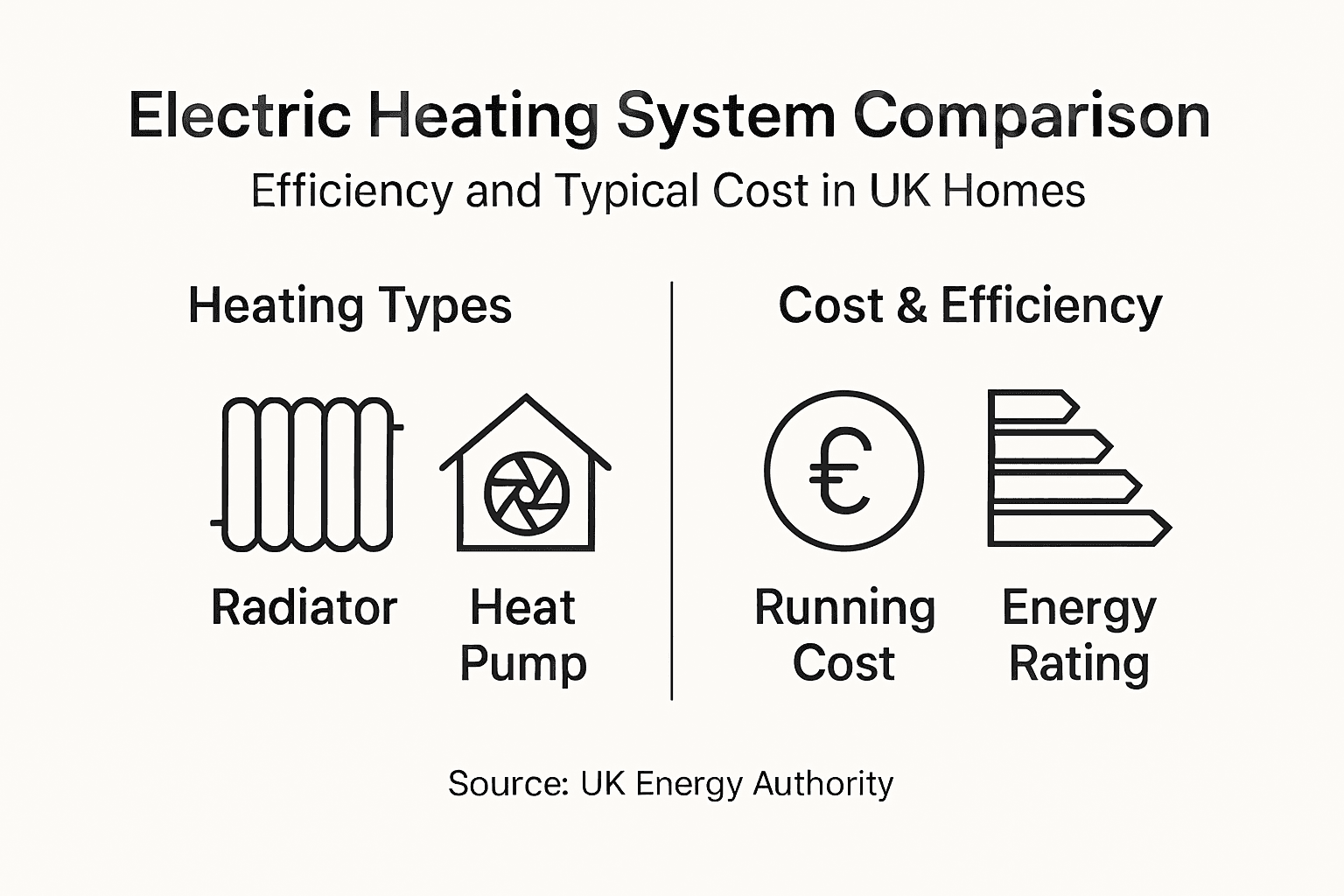 Infographic comparing electric heating types
