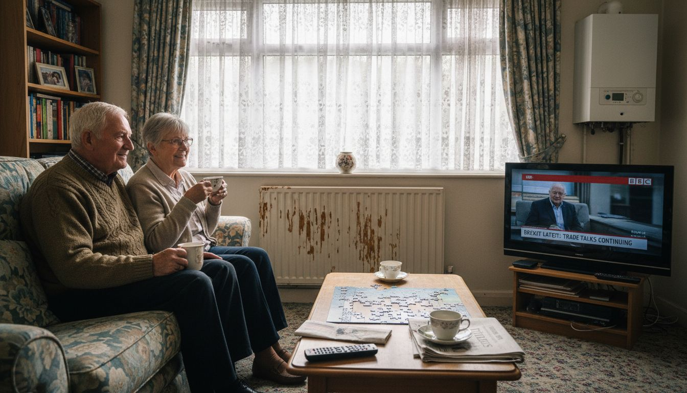 Elderly couple in UK home with radiator
