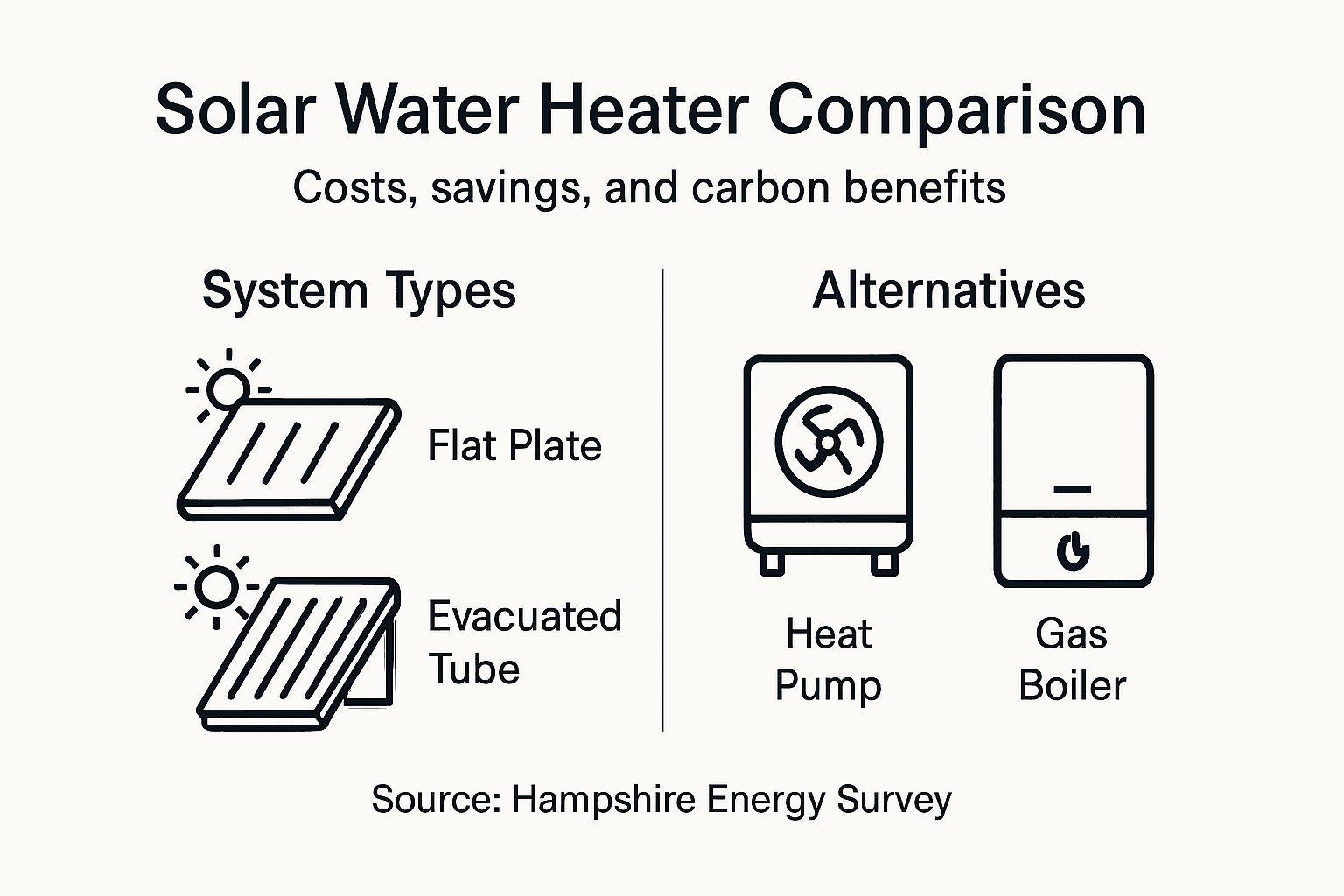 Infographic comparing solar heaters to alternatives