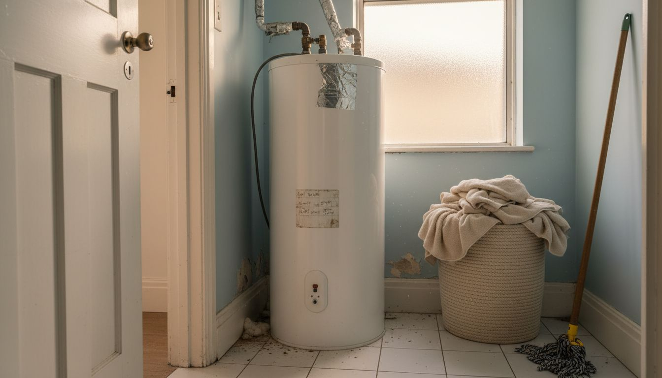 Heat pump indoor unit in home utility room