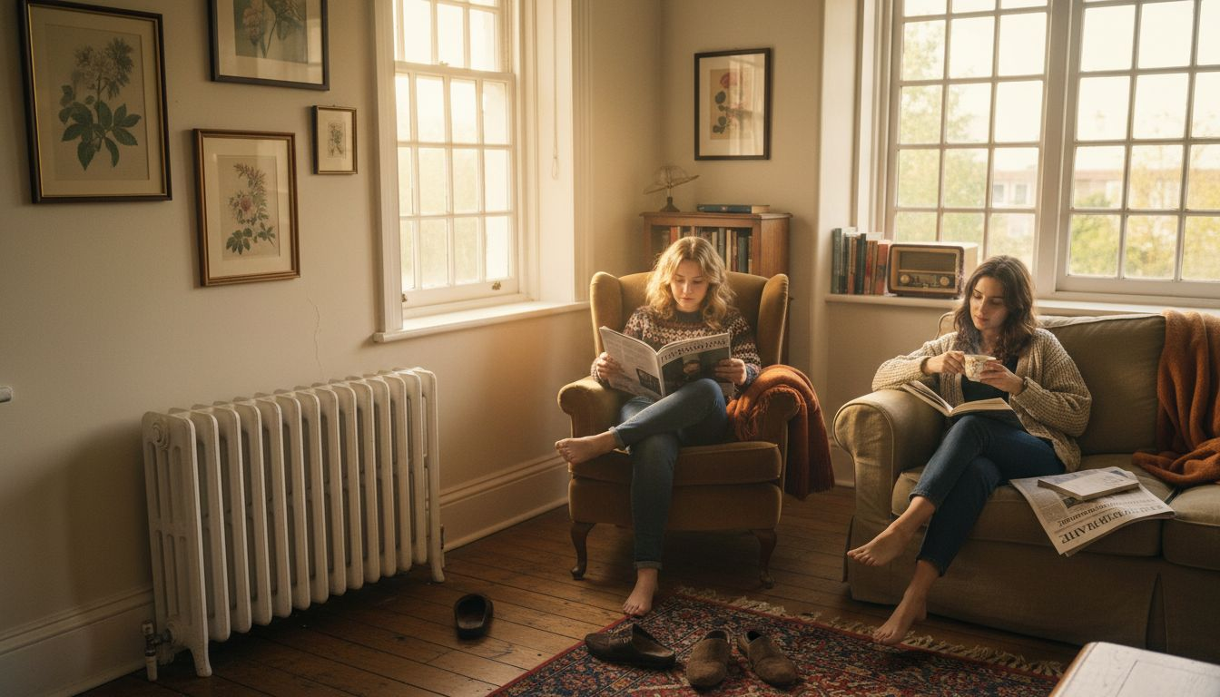 Home interior showing baseboard heating in use