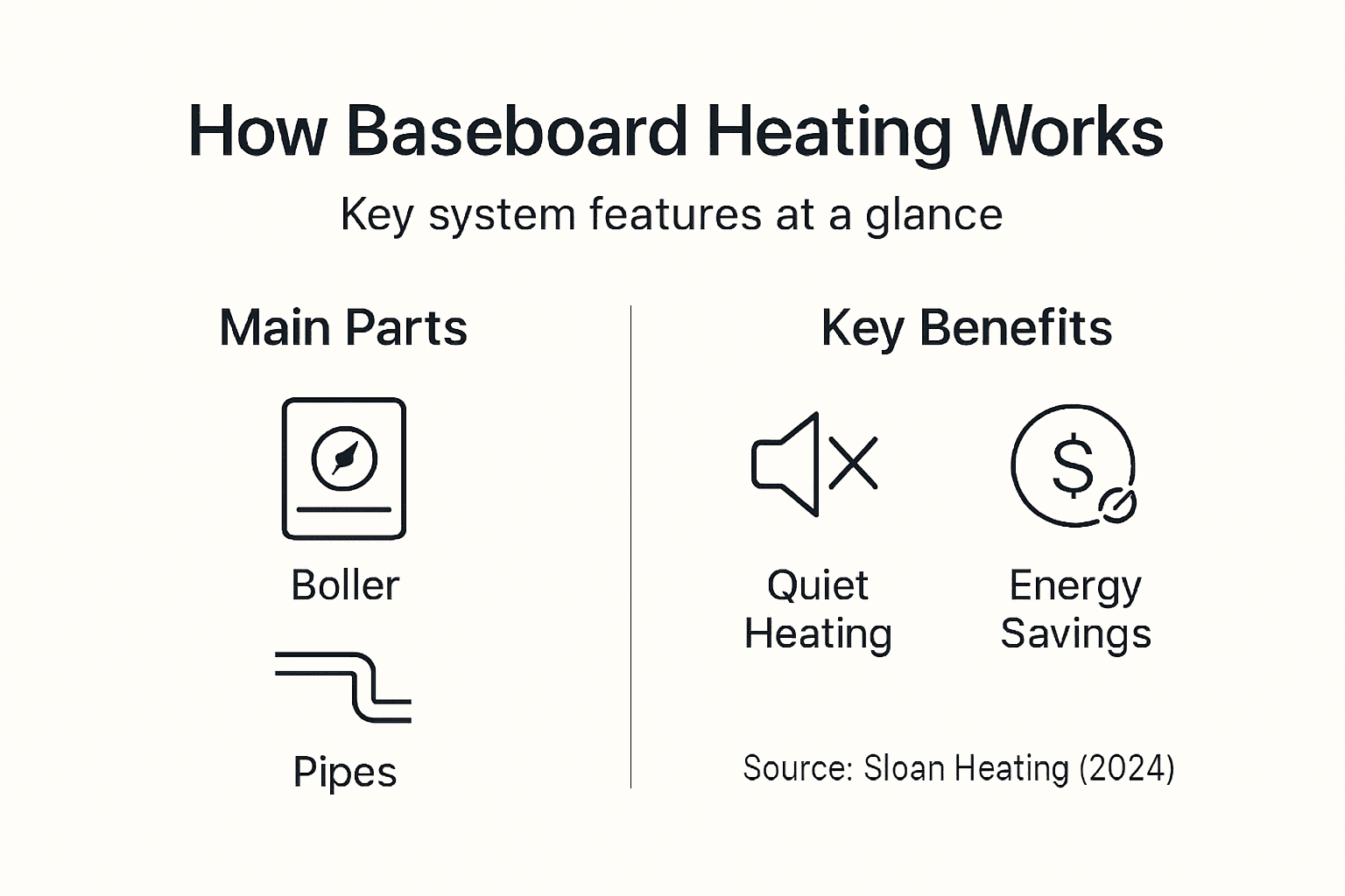 Infographic showing baseboard heating system overview