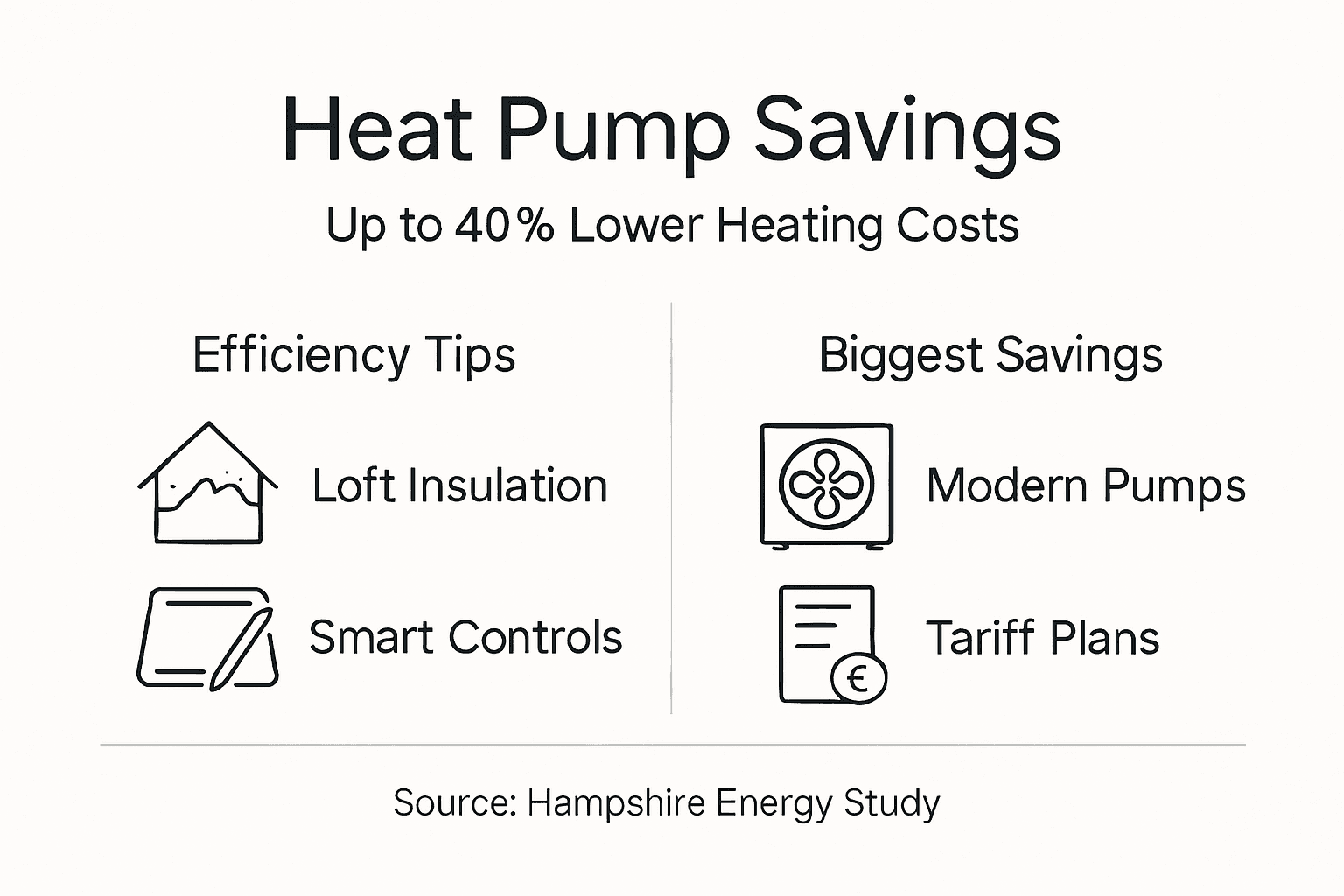 Infographic showing top heat pump savings tips