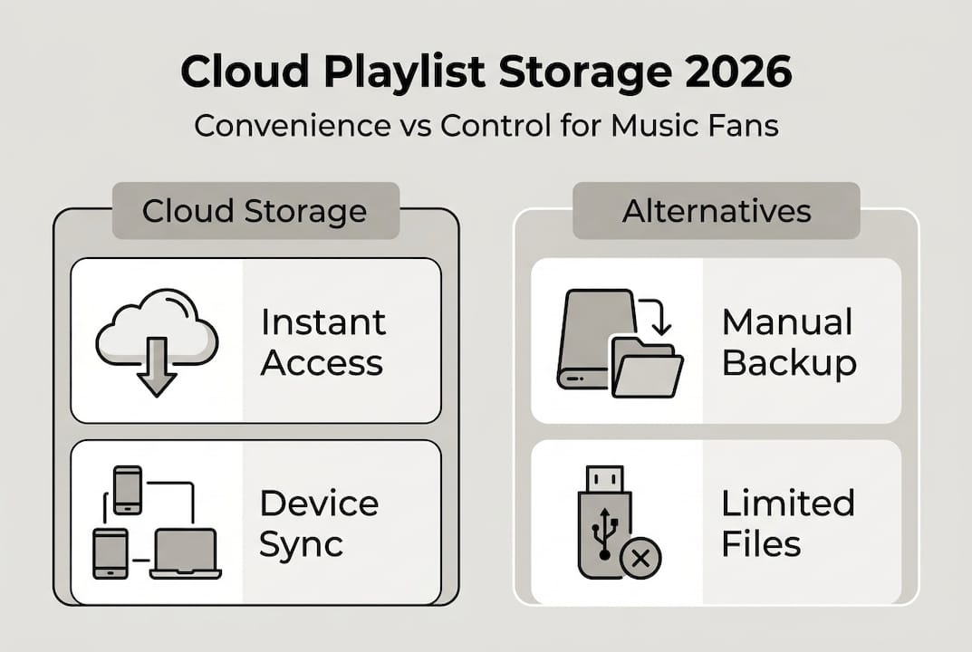 Infographic showing playlist storage options